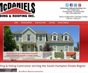 McDaniels Siding and Roofing Web Design Project